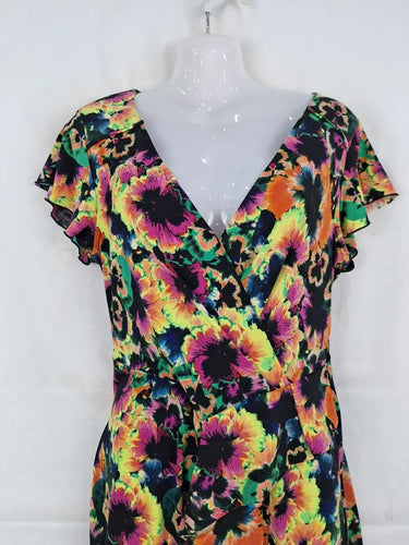 Leona Edmiston Stretch Wrap Style Neon Mini Dress Size 10 by SwapUp-Online Second Hand Store-Online Thrift Store