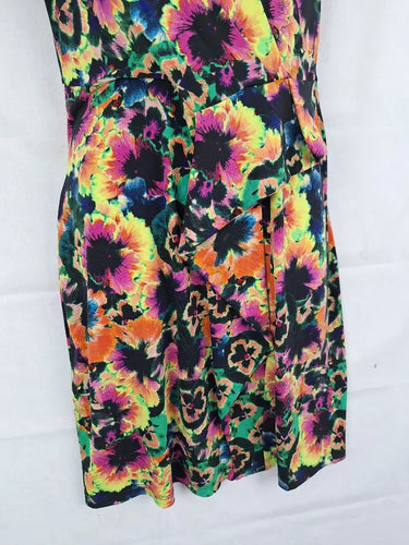 Leona Edmiston Stretch Wrap Style Neon Mini Dress Size 10 by SwapUp-Online Second Hand Store-Online Thrift Store
