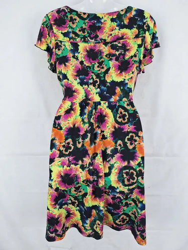 Leona Edmiston Stretch Wrap Style Neon Mini Dress Size 10 by SwapUp-Online Second Hand Store-Online Thrift Store