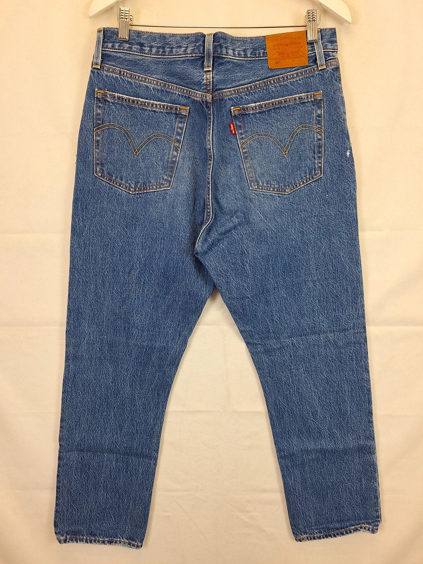 Levi's Distressed Mid Wash Straight Leg Jeans Size L by SwapUp-Online Second Hand Store-Online Thrift Store