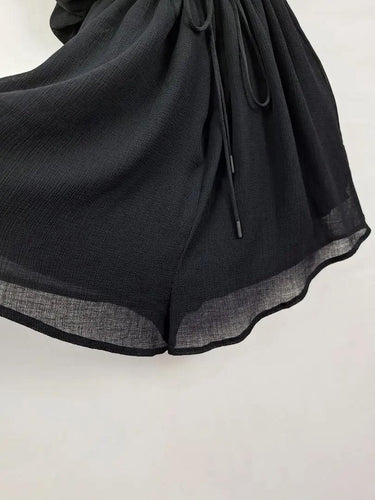 Life With Bird Textured Drawstring Dual Layer Playsuit Size S by SwapUp-Online Second Hand Store-Online Thrift Store