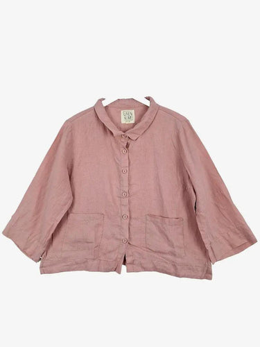 Linen & Lime Dusty Rose Boxy Linen Shirt Size M by SwapUp-Online Second Hand Store-Online Thrift Store