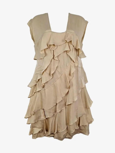 Lisa Ho Champagne Double Layer Frilled Midi Dress Size 10 by SwapUp-Online Second Hand Store-Online Thrift Store