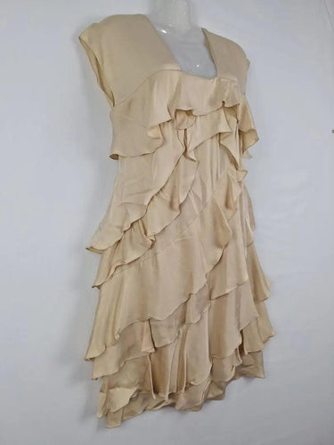 Lisa Ho Champagne Double Layer Frilled Midi Dress Size 10 by SwapUp-Online Second Hand Store-Online Thrift Store