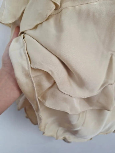 Lisa Ho Champagne Double Layer Frilled Midi Dress Size 10 by SwapUp-Online Second Hand Store-Online Thrift Store