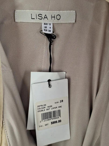 Lisa Ho Champagne Double Layer Frilled Midi Dress Size 10 by SwapUp-Online Second Hand Store-Online Thrift Store