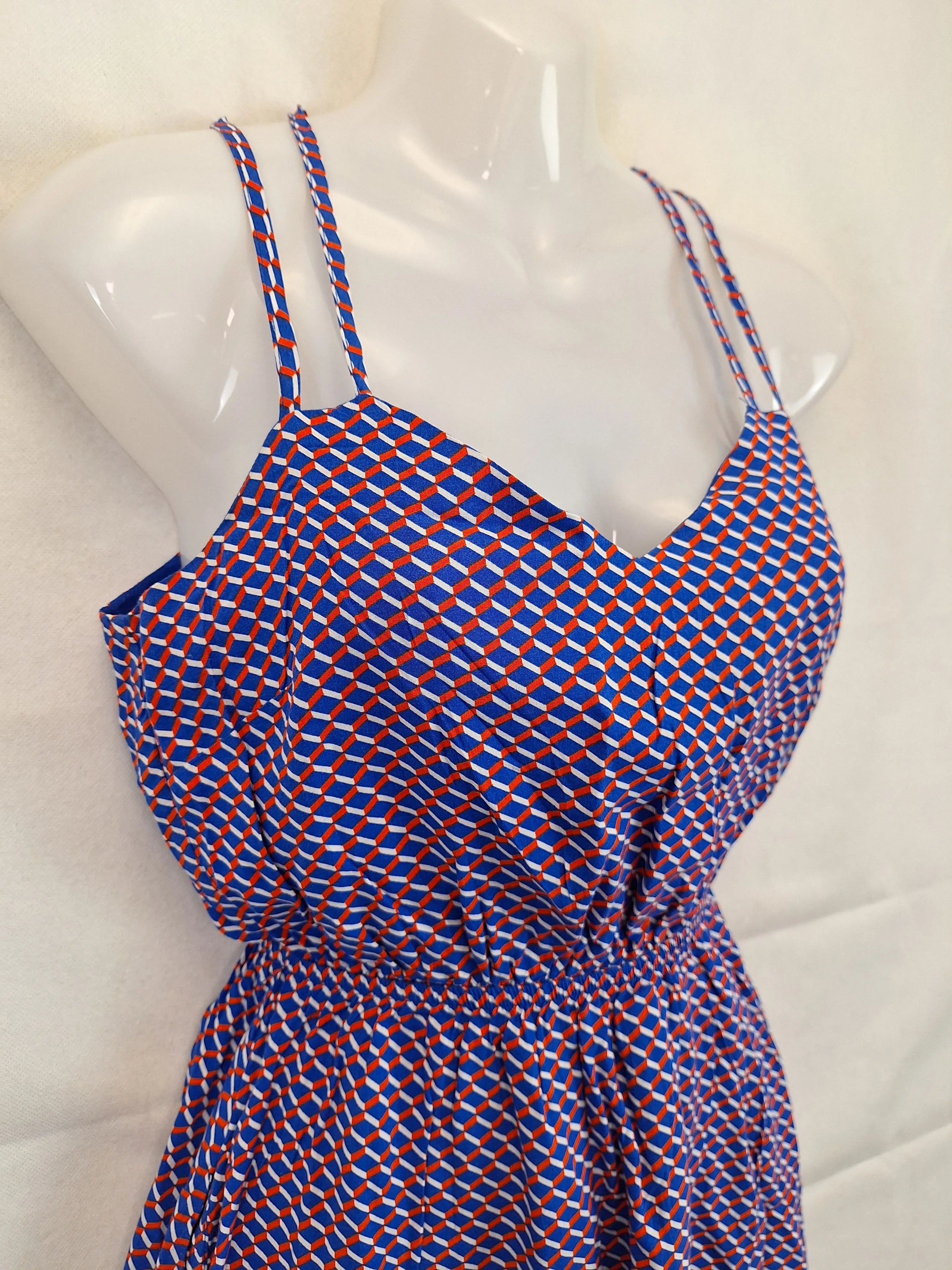 Louche Summer Geometric Double Strap Mini Dress Size 8 SwapUp