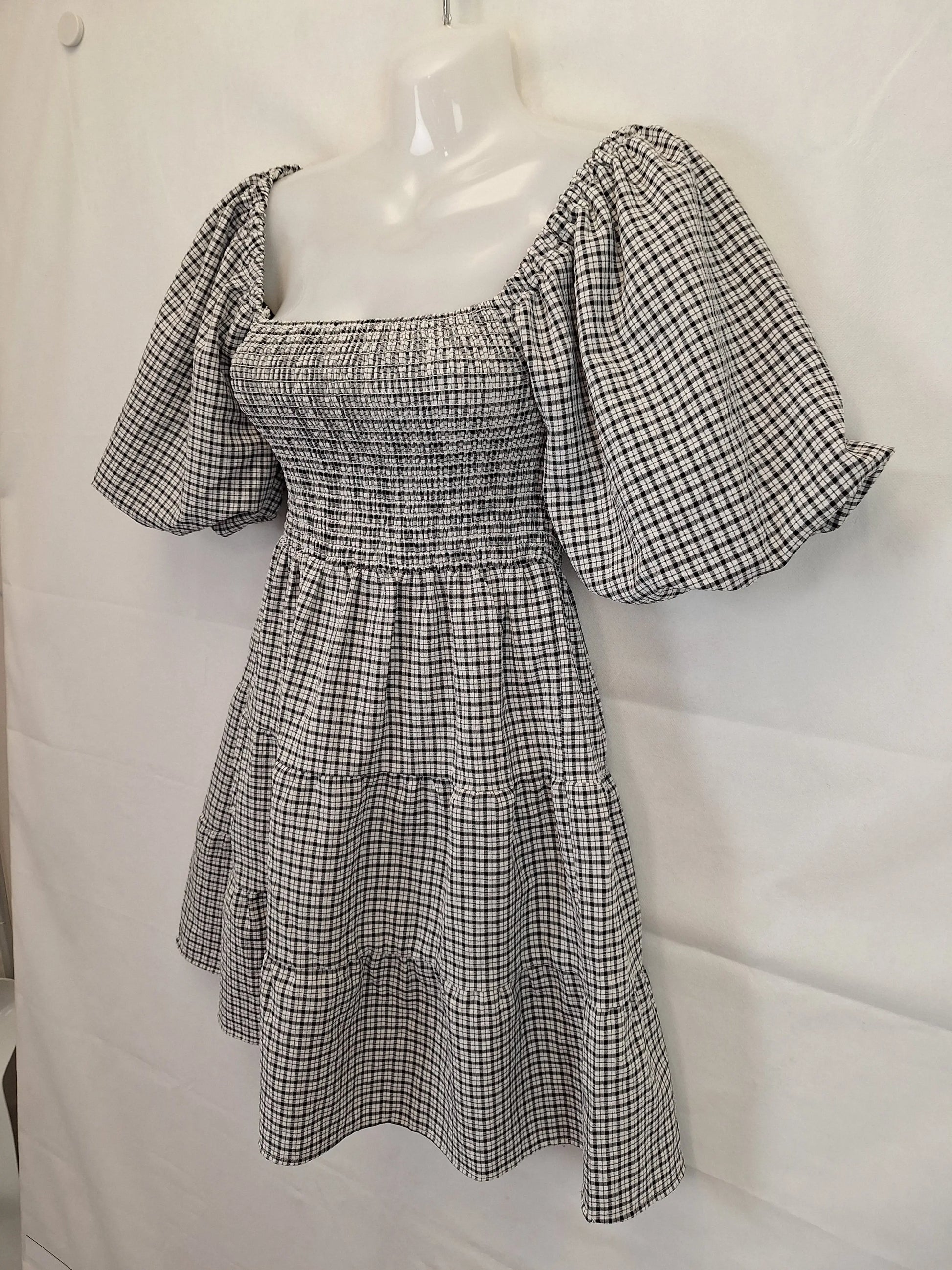 Lulu & Rose Off Shoulder Check Mini Dress Size S by SwapUp-Online Second Hand Store-Online Thrift Store