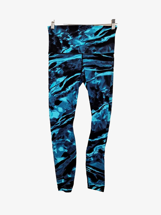 Lululemon Aqua Swirl Print Active Leggings Size 8 by SwapUp-Online Second Hand Store-Online Thrift Store