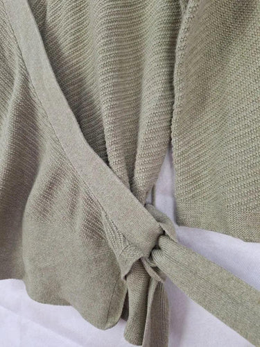M&S Collection Khaki Ribbed Knit Wrap Top Size 8 by SwapUp-Online Second Hand Store-Online Thrift Store