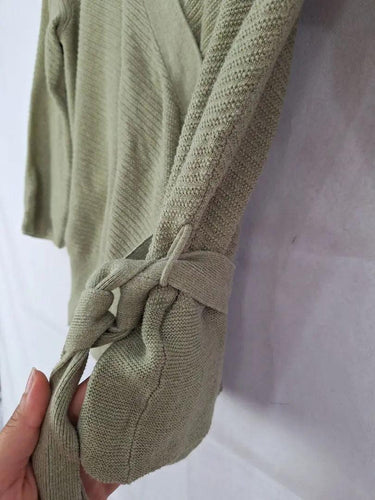 M&S Collection Khaki Ribbed Knit Wrap Top Size 8 by SwapUp-Online Second Hand Store-Online Thrift Store