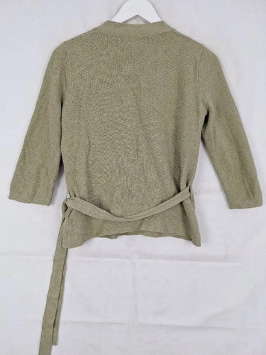 M&S Collection Khaki Ribbed Knit Wrap Top Size 8 by SwapUp-Online Second Hand Store-Online Thrift Store