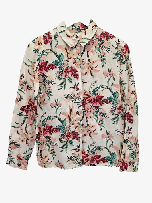 M&S Floral Linen  Casual Shirt Size 10 by SwapUp-Online Second Hand Store-Online Thrift Store