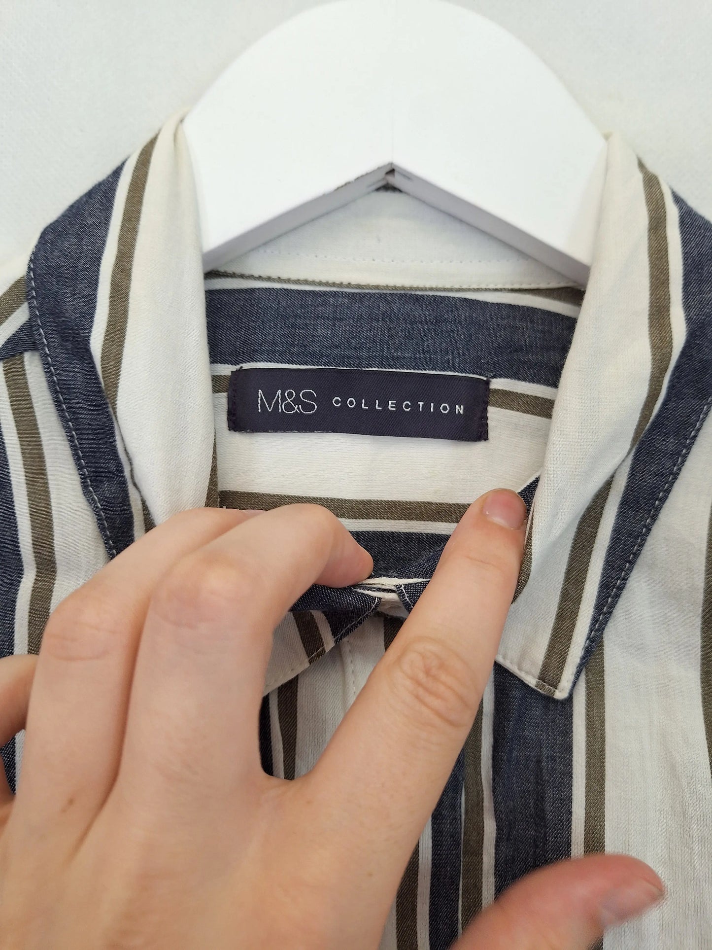 M&S Light Grey Classic Striped Shirt Size 10 by SwapUp-Online Second Hand Store-Online Thrift Store