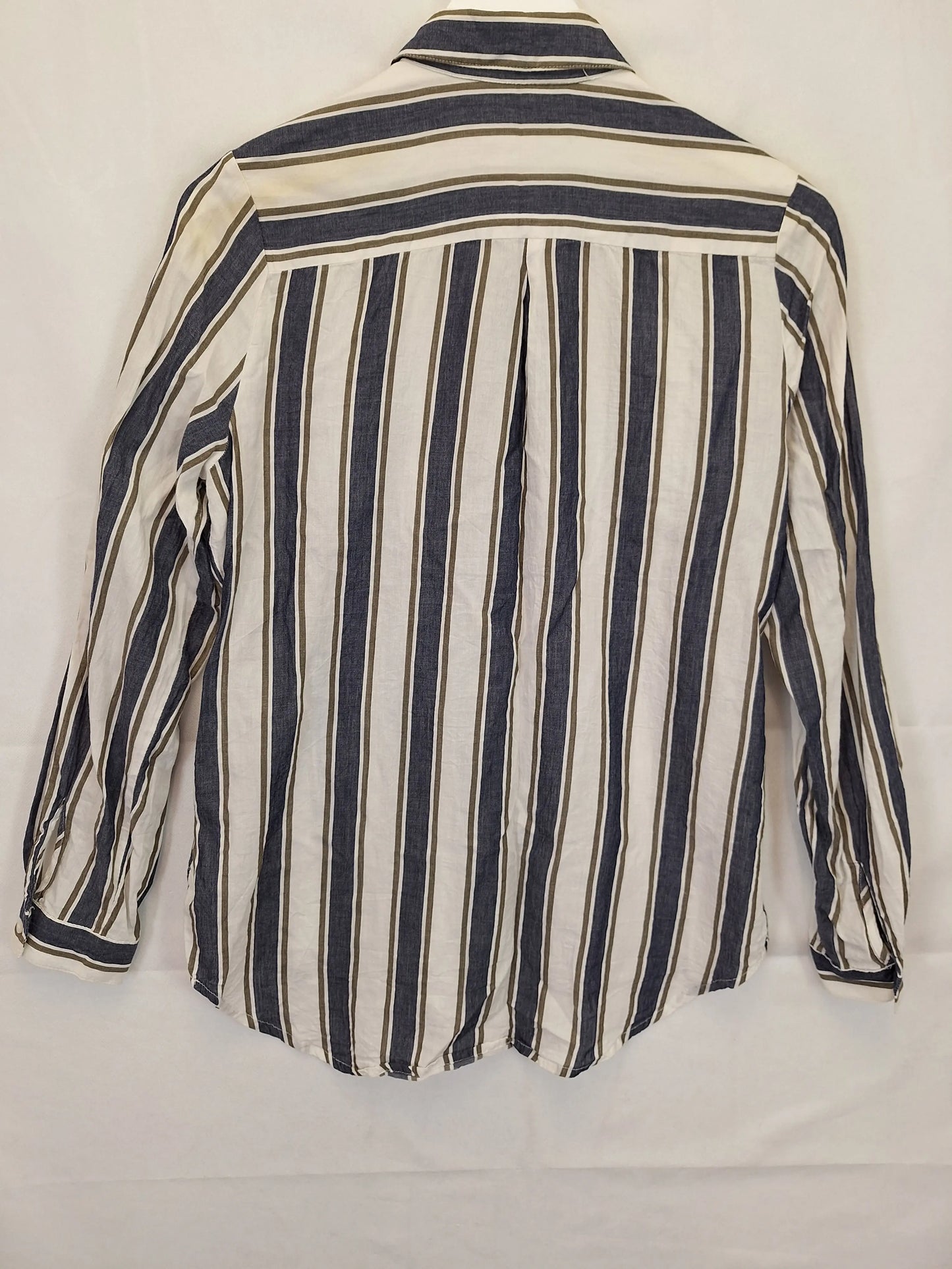M&S Light Grey Classic Striped Shirt Size 10 by SwapUp-Online Second Hand Store-Online Thrift Store