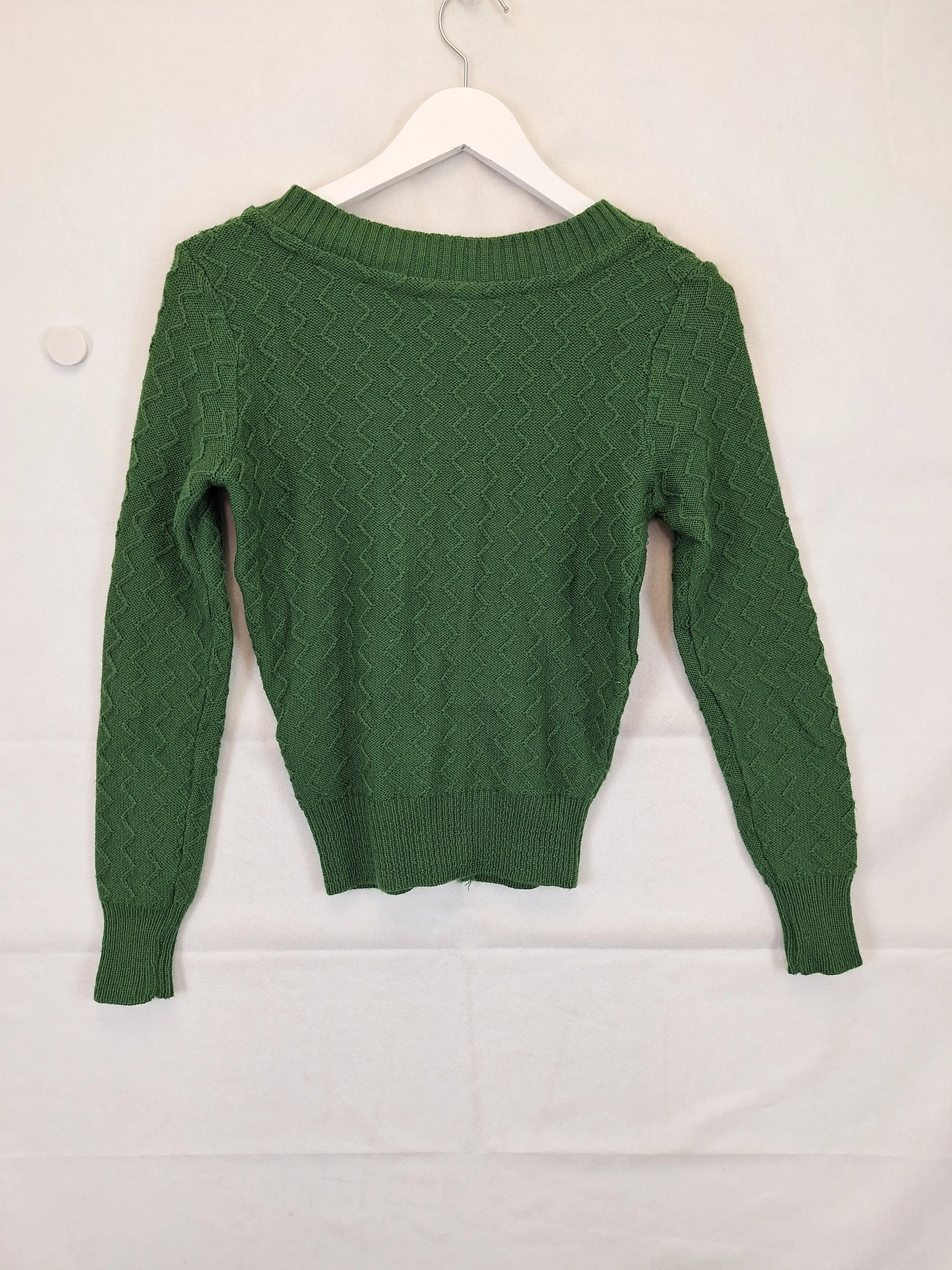 Made590 Classic Forest Green Wool Cardigan Size XS by SwapUp-Online Second Hand Store-Online Thrift Store