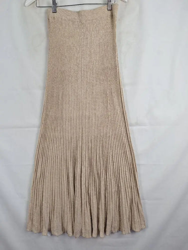 Marle Oatmeal Soft Flared Rib Knit Maxi Skirt Size 8 by SwapUp-Online Second Hand Store-Online Thrift Store