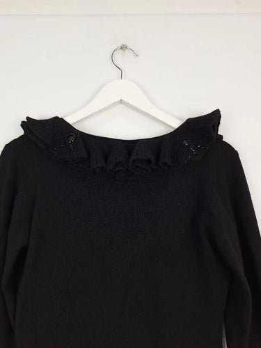 MaxMara Beaded Ruffle Neck Wool Top Size M by SwapUp-Online Second Hand Store-Online Thrift Store