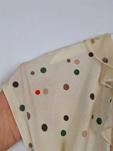 MaxMara Champagne Polka Dot Silk Trimmed Top Size M by SwapUp-Online Second Hand Store-Online Thrift Store