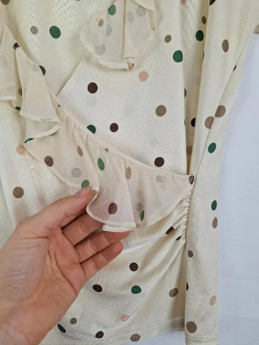 MaxMara Champagne Polka Dot Silk Trimmed Top Size M by SwapUp-Online Second Hand Store-Online Thrift Store