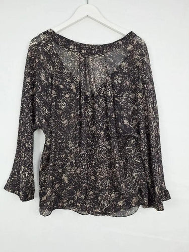 Megan Park Mottled Deep Scoop Sheer Blouse Size 14 by SwapUp-Online Second Hand Store-Online Thrift Store