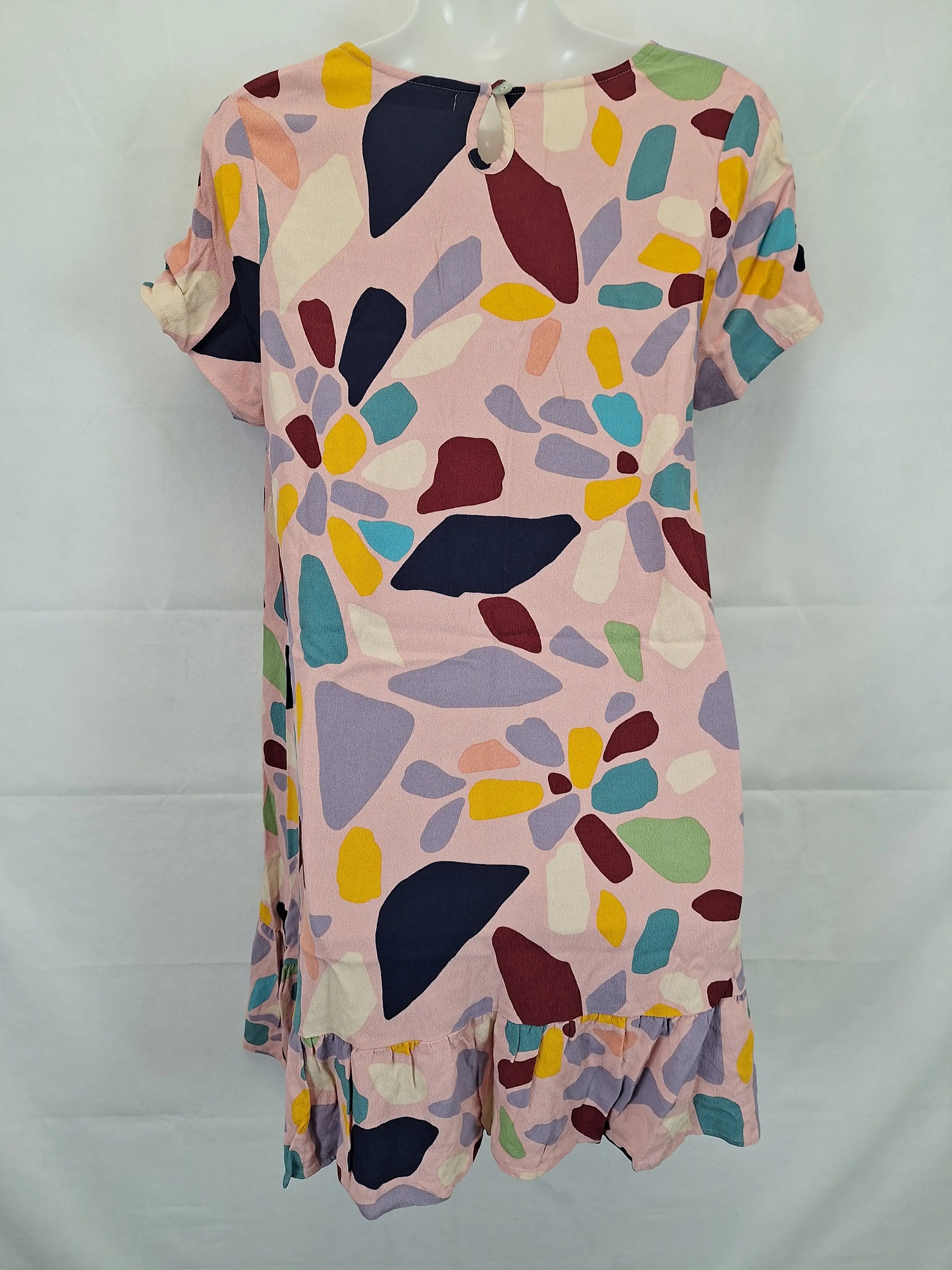 Mister Zimi Blush Abstract Frilled Mini Dress Size 12 by SwapUp-Online Second Hand Store-Online Thrift Store