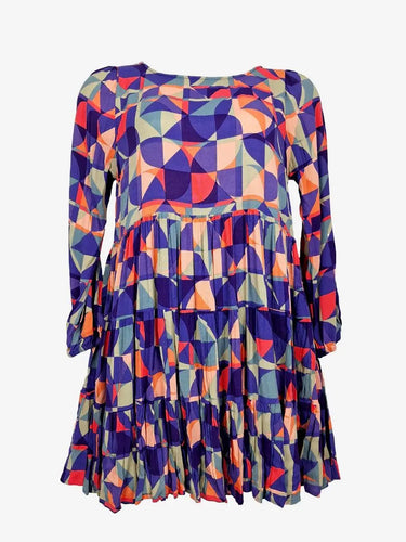Mister Zimi Fun Geometric Gathered Mini Dress Size 12 by SwapUp-Online Second Hand Store-Online Thrift Store