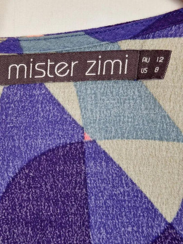 Mister Zimi Fun Geometric Gathered Mini Dress Size 12 by SwapUp-Online Second Hand Store-Online Thrift Store