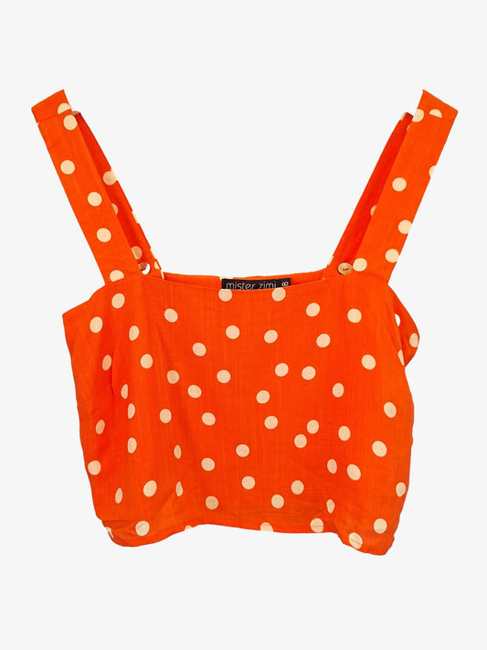 Mister Zimi Peach Polka Crop Top Size 8 by SwapUp-Online Second Hand Store-Online Thrift Store