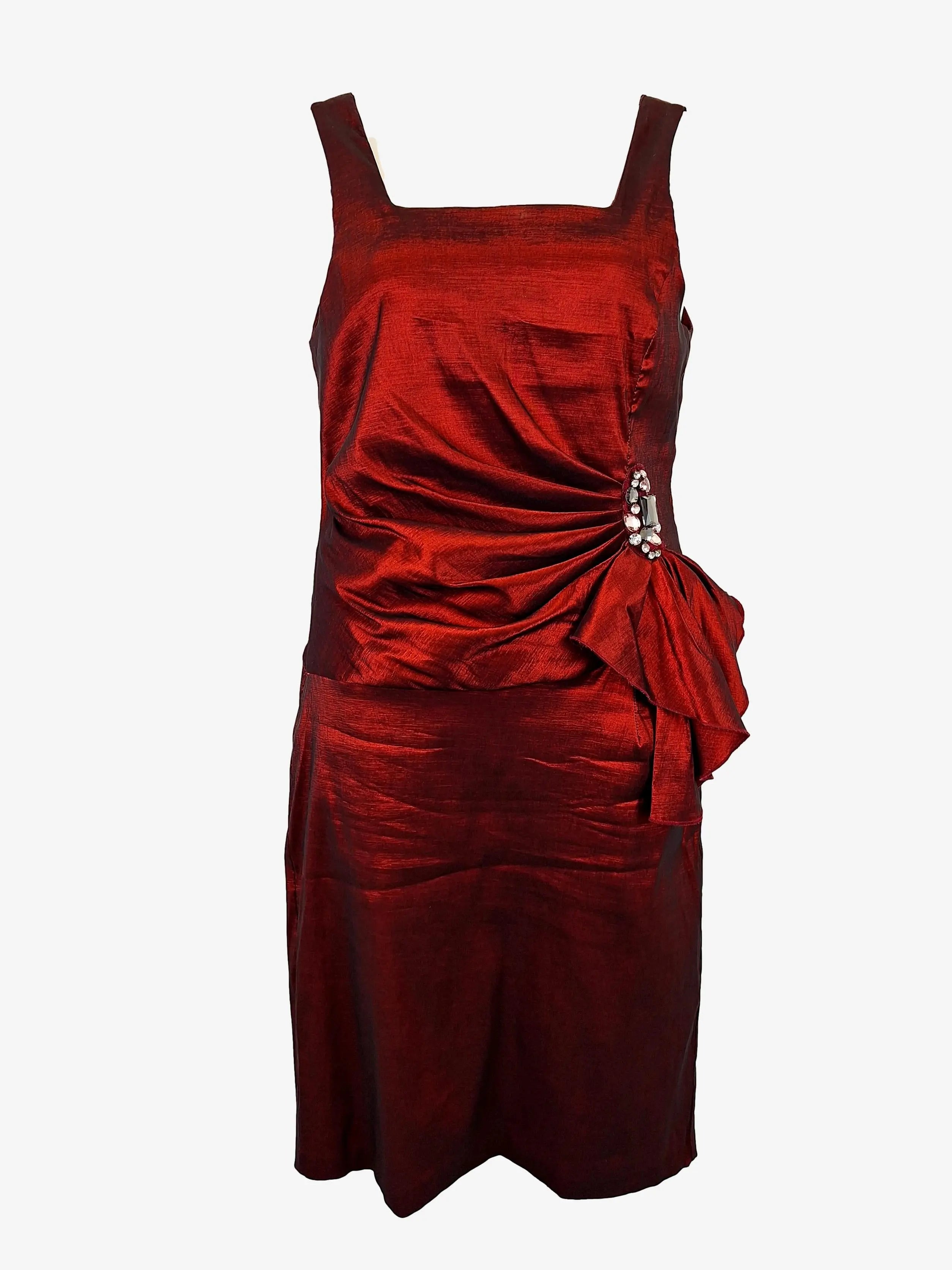 Montique Draped Embellished Shot Taffeta Evening Dress Size 16