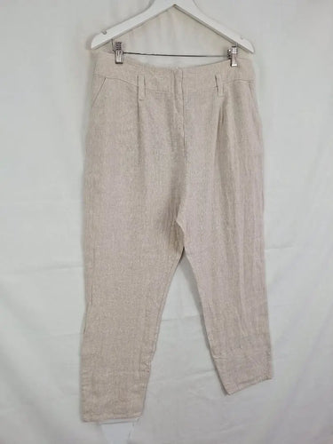 Morrison Natural Tapered Linen Pants Size 14 by SwapUp-Online Second Hand Store-Online Thrift Store