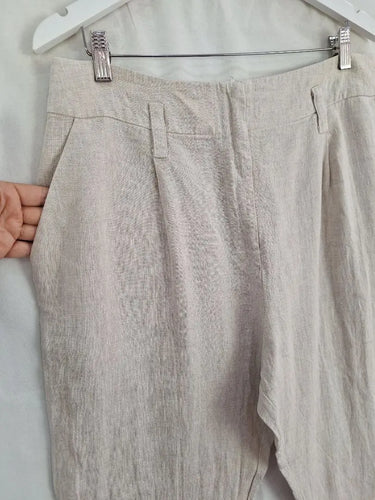 Morrison Natural Tapered Linen Pants Size 14 by SwapUp-Online Second Hand Store-Online Thrift Store