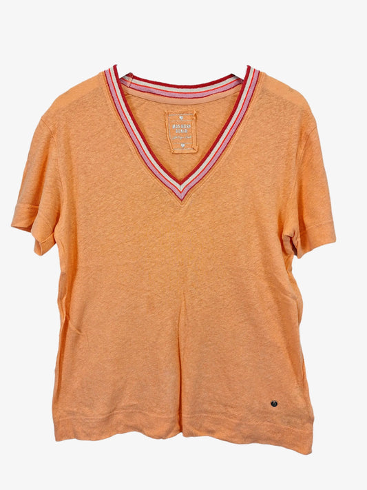 Mos Mosh Apricot  Striped V-neck  T-shirt Size S by SwapUp-Online Second Hand Store-Online Thrift Store