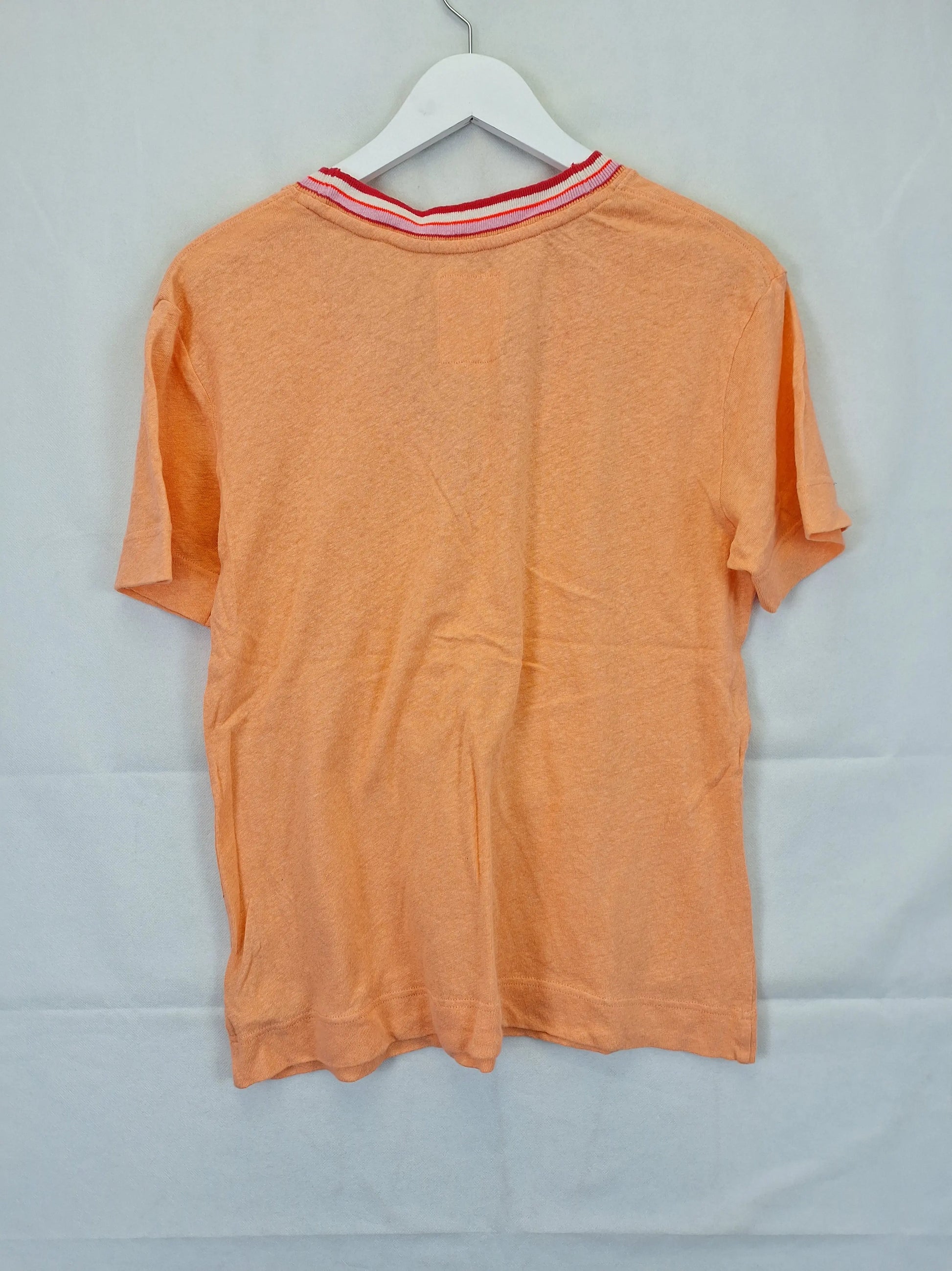 Mos Mosh Apricot  Striped V-neck  T-shirt Size S by SwapUp-Online Second Hand Store-Online Thrift Store