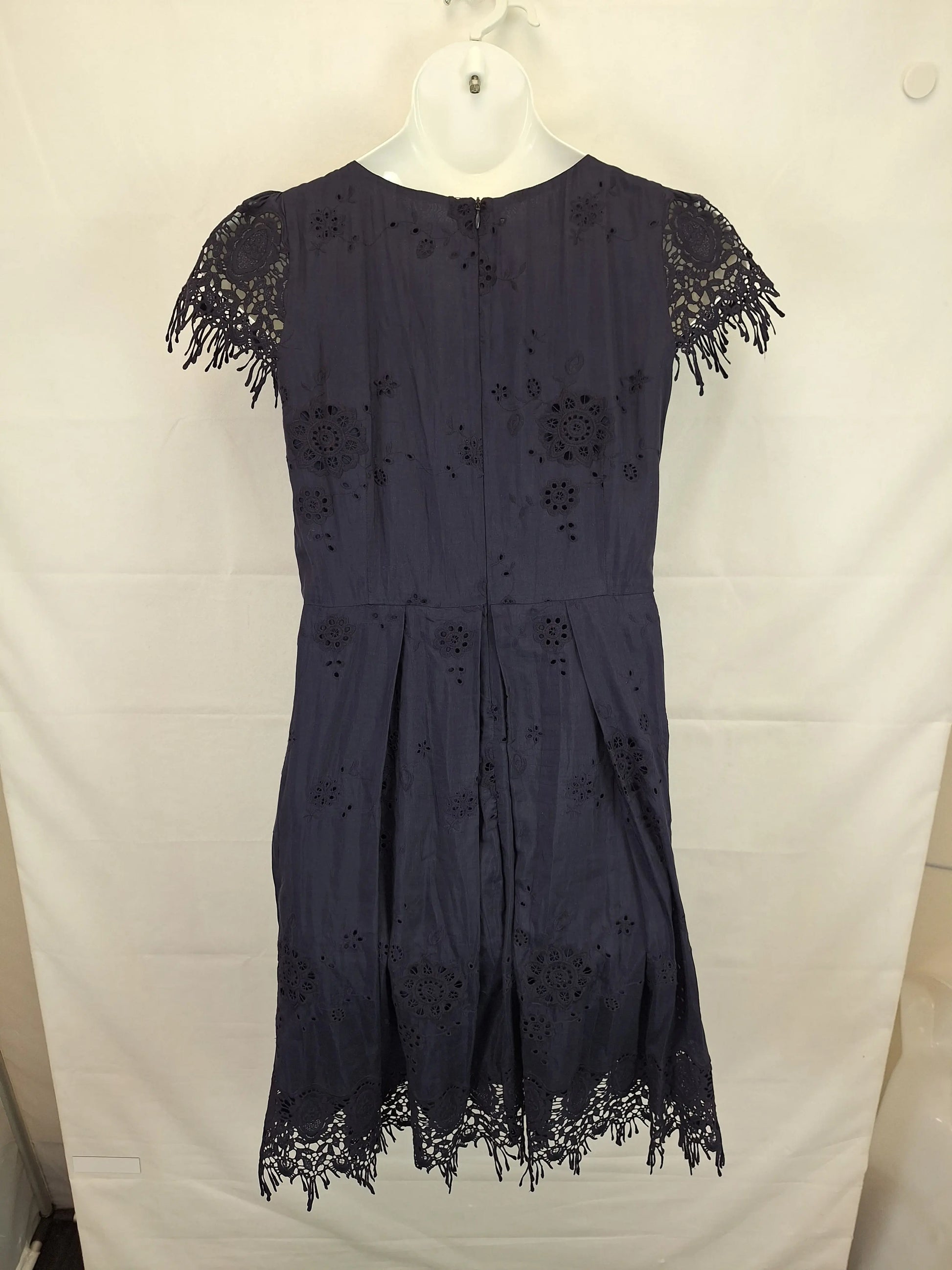 Moss & Spy Navy Embroidery Midi Dress Size 16 by SwapUp-Online Second Hand Store-Online Thrift Store