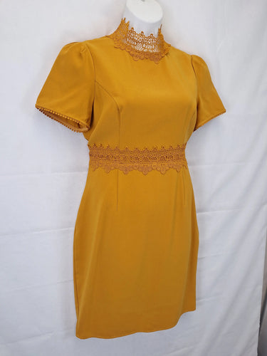 Mossman Structured Dijon Lace Trim Mini Dress Size 14 by SwapUp-Online Second Hand Store-Online Thrift Store