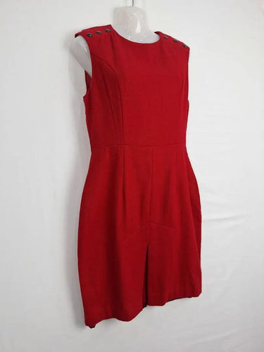 Natasha Gan Crimson Fitted Panel Midi Dress Size 12 by SwapUp-Online Second Hand Store-Online Thrift Store
