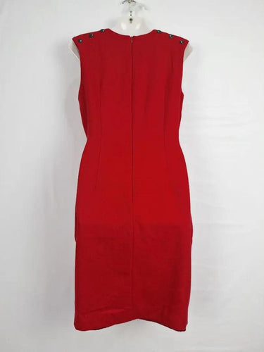 Natasha Gan Crimson Fitted Panel Midi Dress Size 12 by SwapUp-Online Second Hand Store-Online Thrift Store