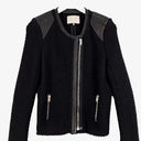 Natasha Leather Trimmed Wool  Textured Jacket Jacket Size M by SwapUp-Online Second Hand Store-Online Thrift Store