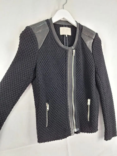 Natasha Leather Trimmed Wool  Textured Jacket Jacket Size M by SwapUp-Online Second Hand Store-Online Thrift Store