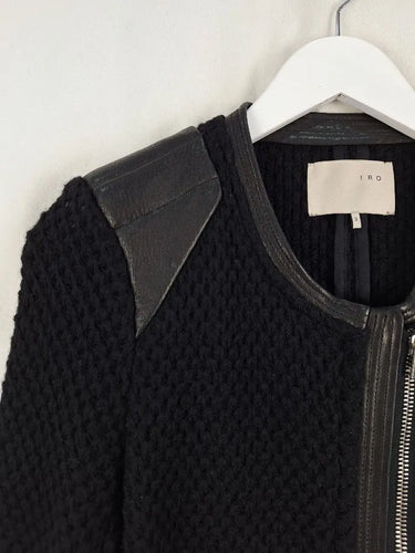 Natasha Leather Trimmed Wool  Textured Jacket Jacket Size M by SwapUp-Online Second Hand Store-Online Thrift Store