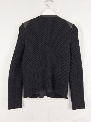 Natasha Leather Trimmed Wool  Textured Jacket Jacket Size M by SwapUp-Online Second Hand Store-Online Thrift Store