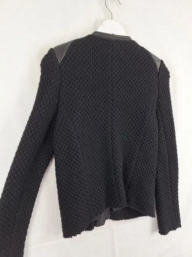 Natasha Leather Trimmed Wool  Textured Jacket Jacket Size M by SwapUp-Online Second Hand Store-Online Thrift Store