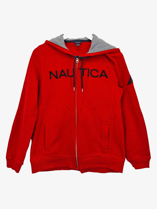 Nautica Embroidered Branded Zipper Hoodie Size L by SwapUp-Online Second Hand Store-Online Thrift Store