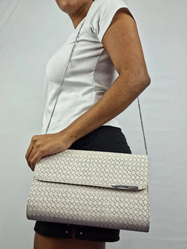 Olga Berg Woven Cream Envelope Shoulder Bag by SwapUp-Online Second Hand Store-Online Thrift Store