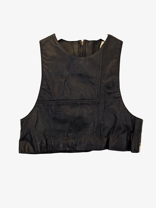 One Teaspoon Leather Cropped High Neck Top Size S by SwapUp-Online Second Hand Store-Online Thrift Store