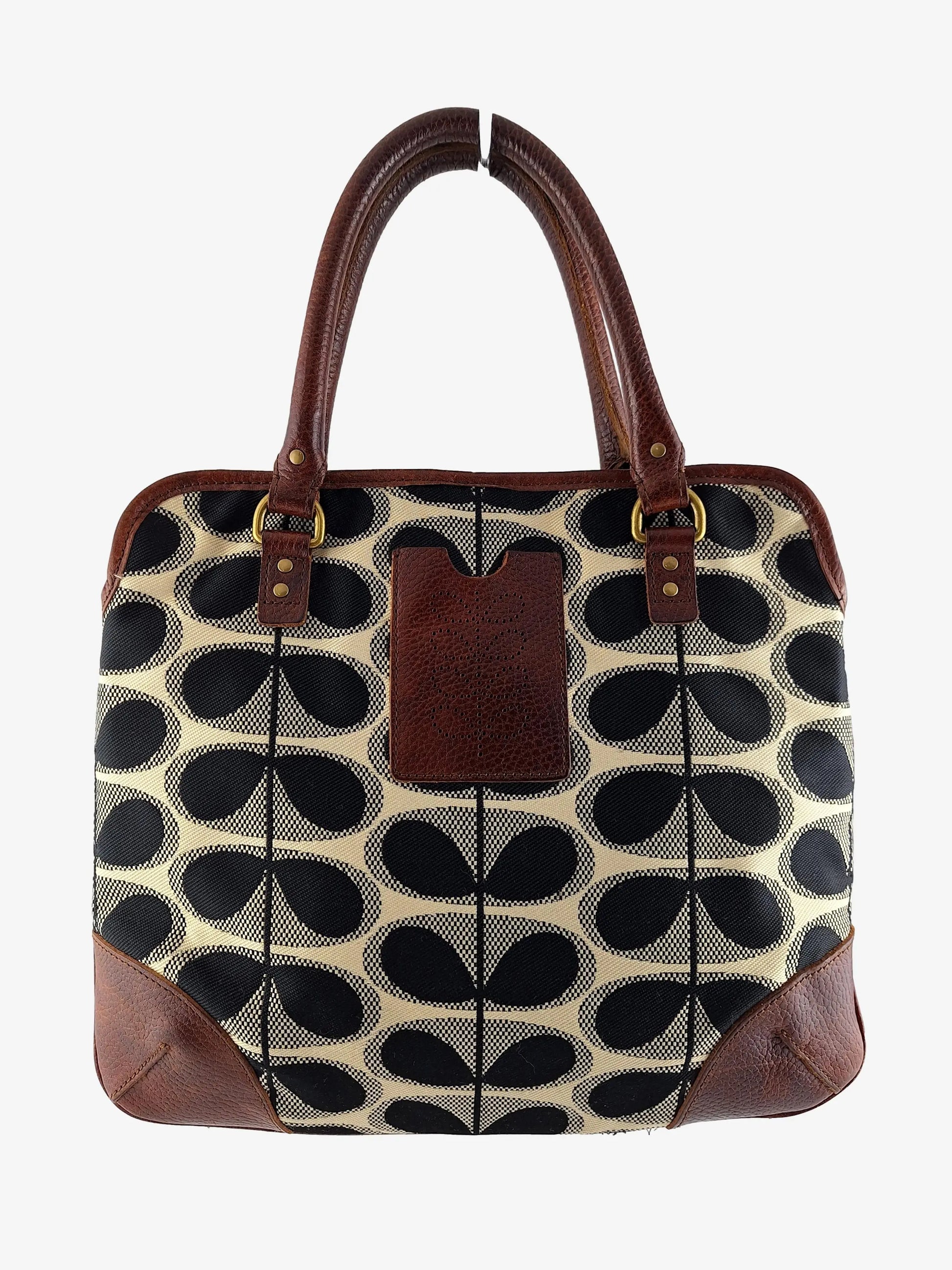 Orla Kiely Medium Leather Trimmed Jacquard  Bag Size OSFA by SwapUp-Online Second Hand Store-Online Thrift Store