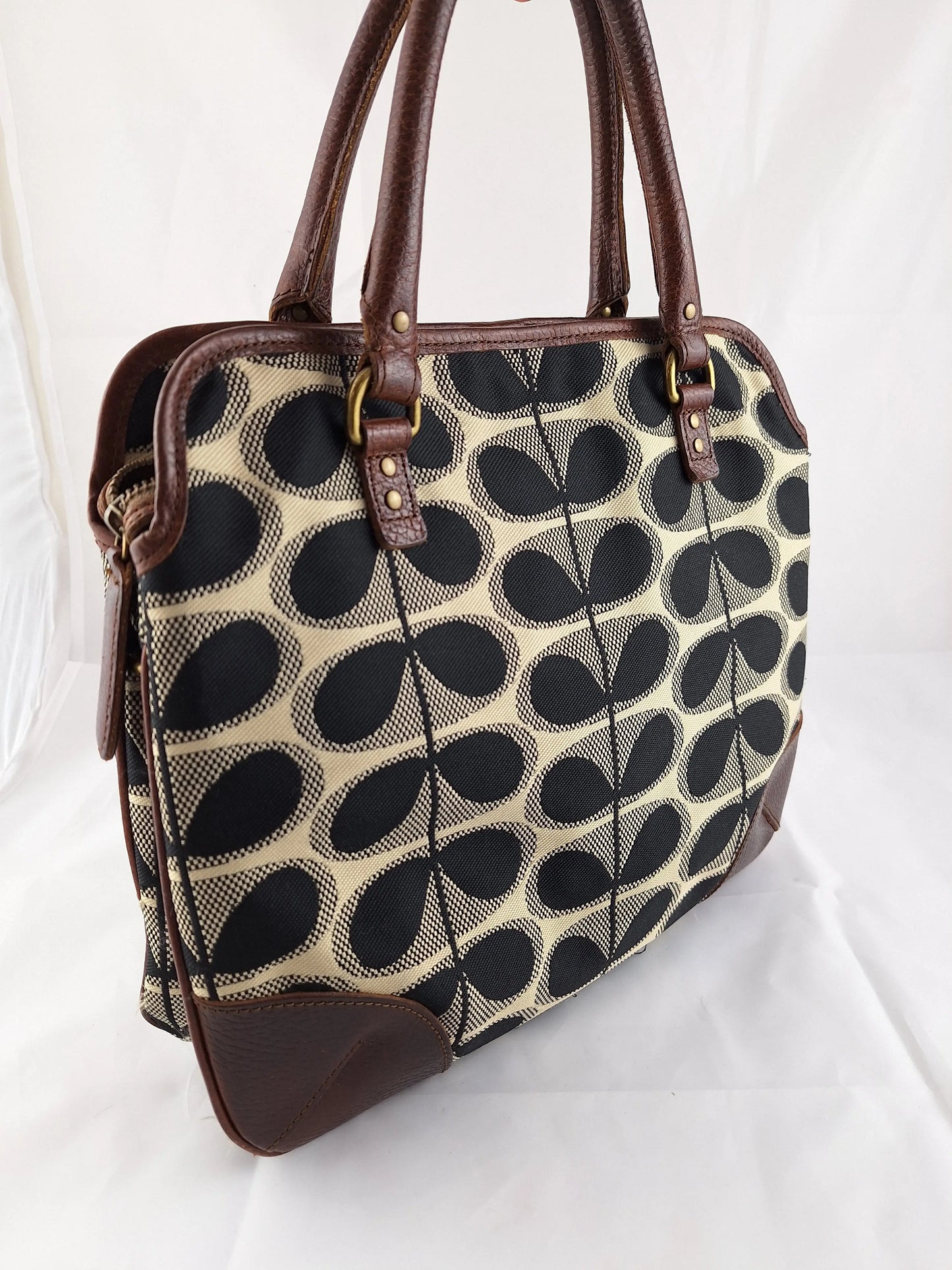 Orla Kiely Medium Leather Trimmed Jacquard  Bag Size OSFA by SwapUp-Online Second Hand Store-Online Thrift Store