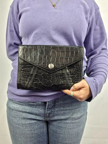 Oroton Alligator Textured Pouch Clutch Size by SwapUp-Online Second Hand Store-Online Thrift Store