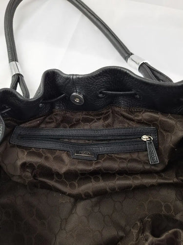 Oroton Chic 90's Drawstring Black Handbag by SwapUp-Online Second Hand Store-Online Thrift Store